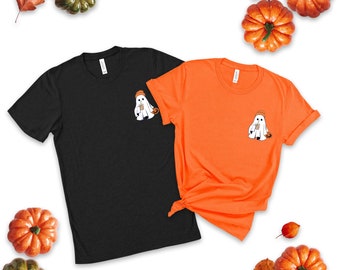Camiseta de café helado con forma de fantasma: Linda camiseta de Halloween para amantes del café.