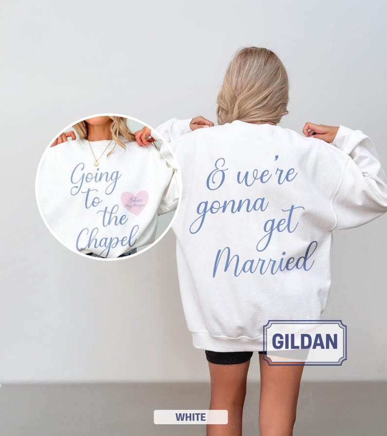 Sudadera nupcial personalizada "Camino a la capilla", atuendo para el día de la boda, regalo para recién comprometidas, novia personalizada, sudadera con capucha "Futura Sra." imagen 2