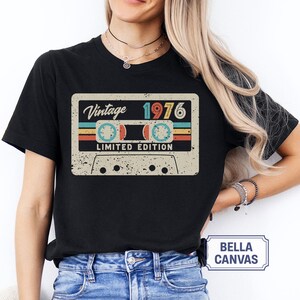 50th Birthday Shirt, Vintage 1976 Limited Edition Cassette T-Shirt, 1976 Birthday Shirt, 50th Birthday Gift For Women, 50th Birthday Men Tee image 3