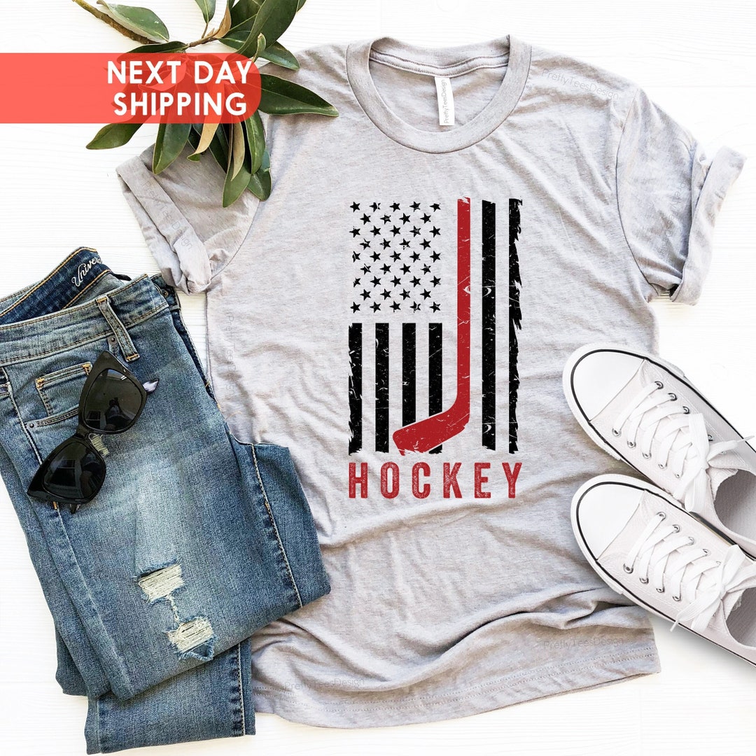 American Flag Hockey Tshirt Patriotic