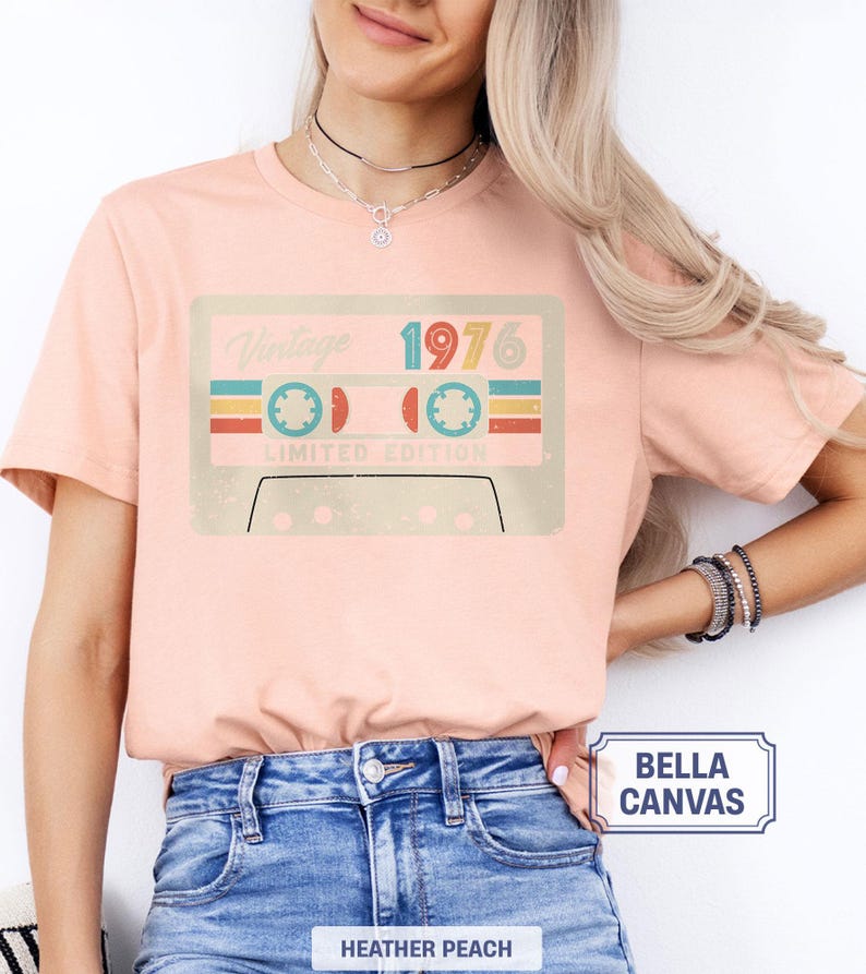 50th Birthday Shirt, Vintage 1976 Limited Edition Cassette T-Shirt, 1976 Birthday Shirt, 50th Birthday Gift For Women, 50th Birthday Men Tee image 4