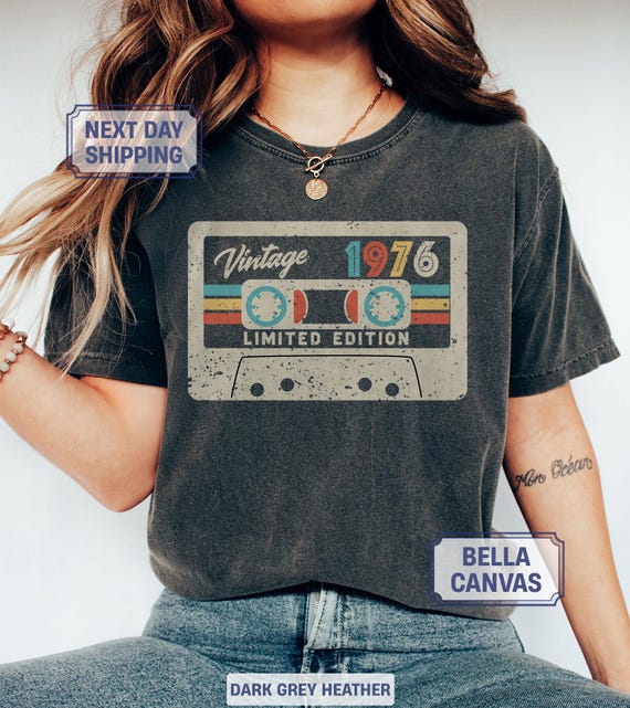 50th Birthday Shirt, Vintage 1976 Limited Edition Cassette T-Shirt, 1976 Birthday Shirt, 50th Birthday Gift For Women, 50th Birthday Men Tee