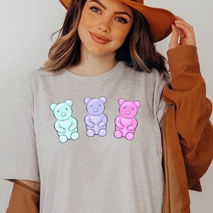 Gummy Bear Shirt Trendy Colorful Candy Tshirt Trendy Aesthetic Clothes Gift For Friend Dessert Lover Tee Shirt Sweets Tee