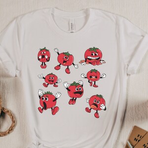 Dessin animé tomate chemise Food Festival jardin chemise fruits légumes t-shirt gourmand jardinage cadeau été printemps t-shirt impression de tomate