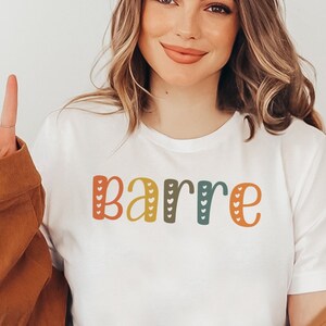 Retro Barre Heart Shirt Barre Babe Tee For Women Fitness Instructor Gift Cute Workout T-Shirt Barre Workout Shirt Teacher Shirt For Her