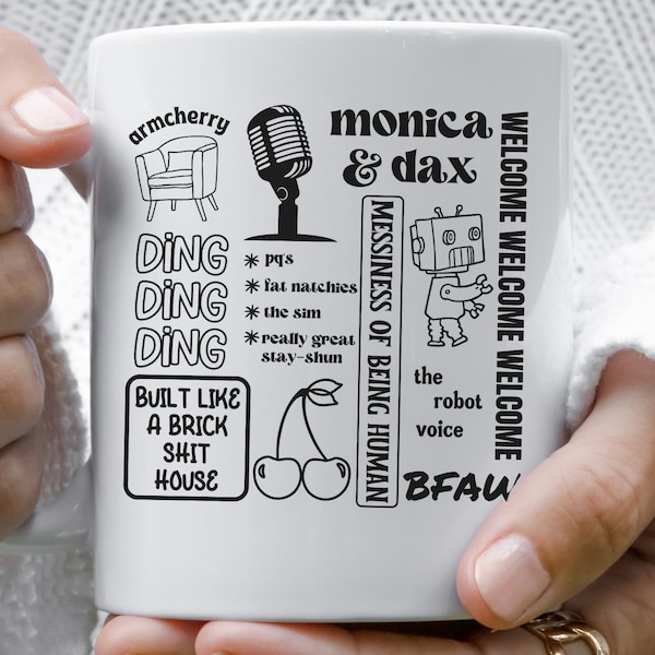 Armcherry Collage Mug, Armchair Expert Podcast Fan, Gift For Best Friend, Christmas Gift For Sister, Armcherries Gift, Dax and Monica Mug