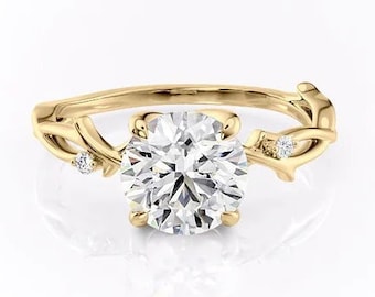 Moissanite Twig Ring Set, Rose Gold Branch Engagement Ring