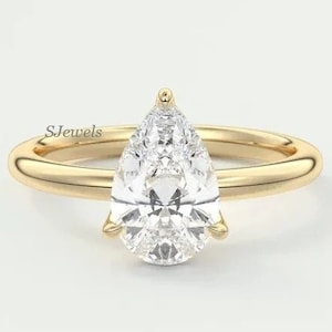 1 CT Pear Shape Moissanite Ring, Sterling Silver Colorless Moissanite Bridal Ring, Forever One Gift, Dainty Ring For Her, Promise Gift Rings