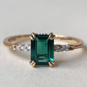 14k Gold Octagon Emerald Ring: 18k Engagement Ring