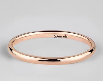 14K Solid Rose Gold Wedding Band / 1.8 MM Rose Gold Ring / Plain Rose Gold Band / Dainty Stacking Ring / Simple Delicate Ring /Thin bandRing