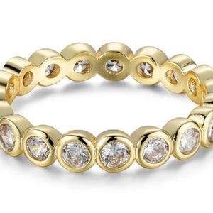 Handmade 2.50 MM Moissanite Eternity Band: Bezel Set Wedding Ring
