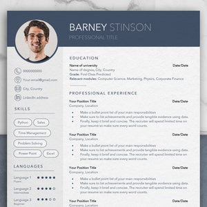 Resume Template, CV Template, Professional Resume Template for Word & Apple, 1-3 page Resume, References and Cover Letter Template, Modern