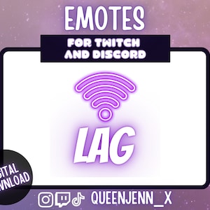 Lag Emote | Lag with WIFI Symbol Emote | Twitch Emote | Neon Emote | Chat Emotes | Purple Emotes