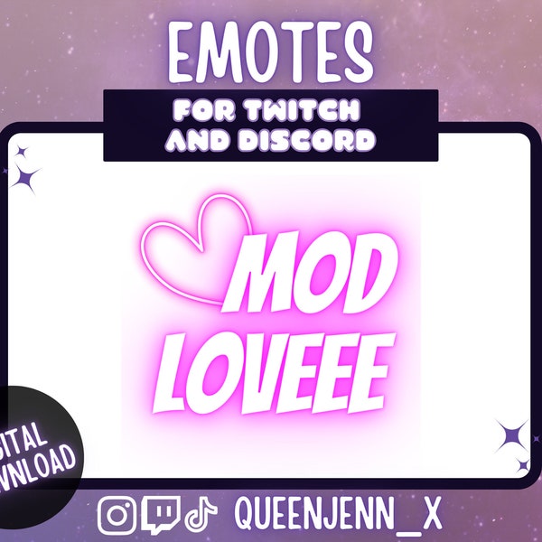 Mod Love Emote | Twitch Emote | Neon Emote | Chat Emotes | Meme Emotes