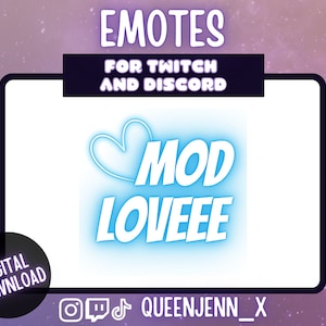 Mod Love Emote | Twitch Emote | Neon Emote | Chat Emotes | Blue Emotes