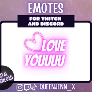 Love You Emote | Twitch Emote | Neon Emote | Chat Emotes | Purple Emotes