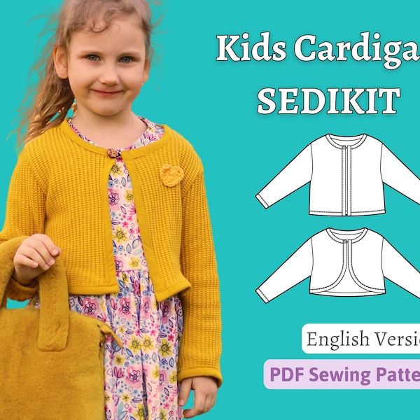 Sewing Pattern Kids Bolero Jacket Sewing Pattern Girl Jacket Pattern Cardigan Girl Sewing Pattern Toddler Cardigan SEDIKIT | Sizes 92-164