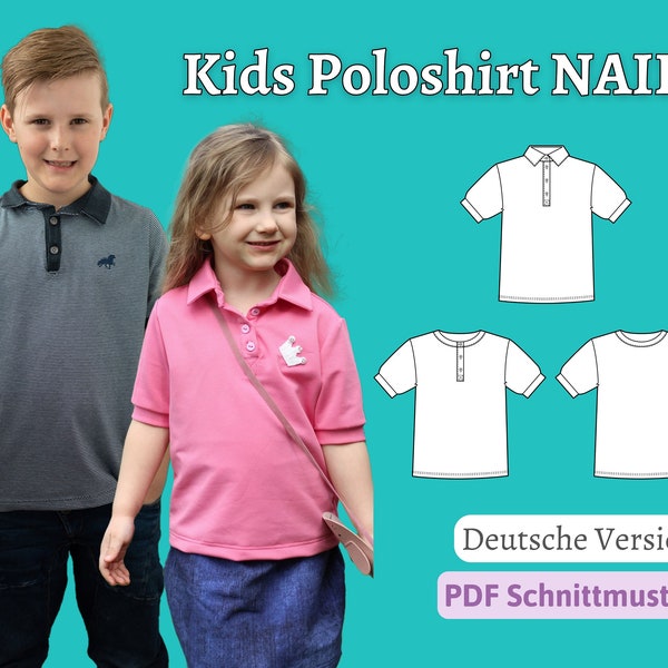 Sewing pattern children's polo shirt sewing pattern children's shirt sewing instructions shirt sewing pattern ebook NAIK | size 98-164