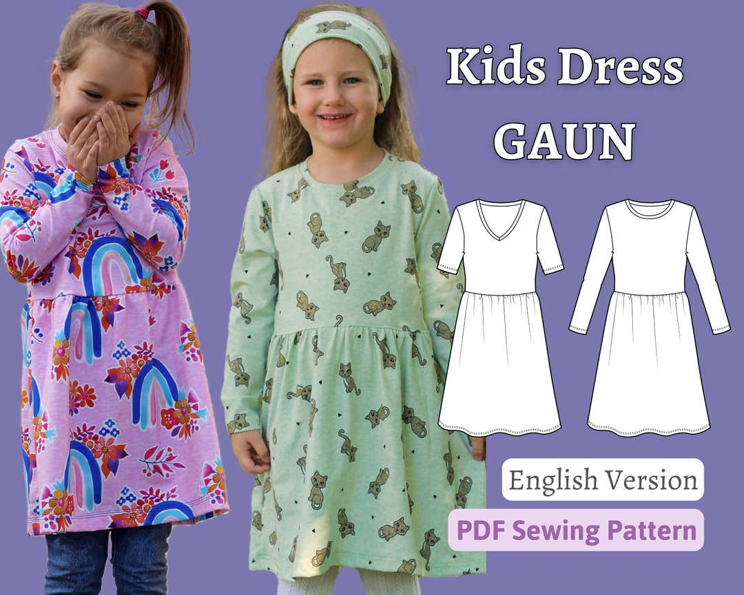 Sewing Pattern Dress for Kids Sewing Pattern Jersey Dress Sewing