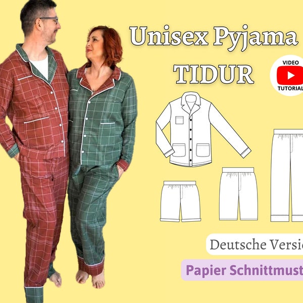 Pajama Sewing Pattern Pajamas Sewing Women Sewing Pattern Pajama Men Christmas Sewing Flannel Homewear Sewing Instructions TIDUR | Gr. XS-XXXL