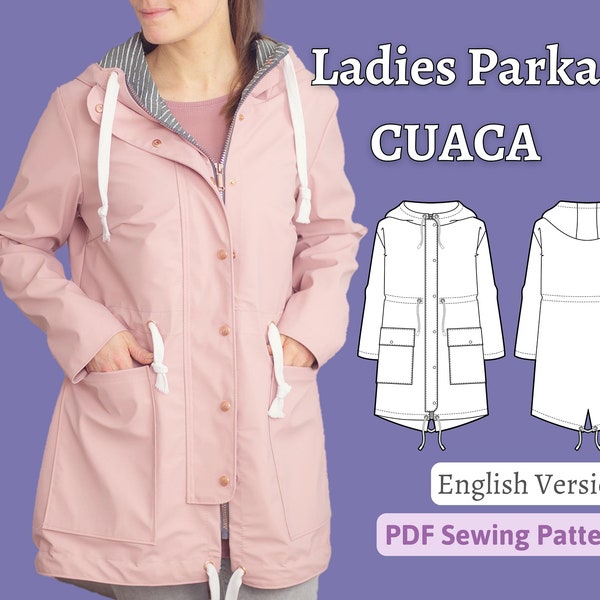Sewing Pattern Parka Sewing Pattern Women Sewing Pattern Jacket Sewing Pattern Softshell Jacket Pattern Coat Pdf Pattern CUACA|SizesXS -XXL