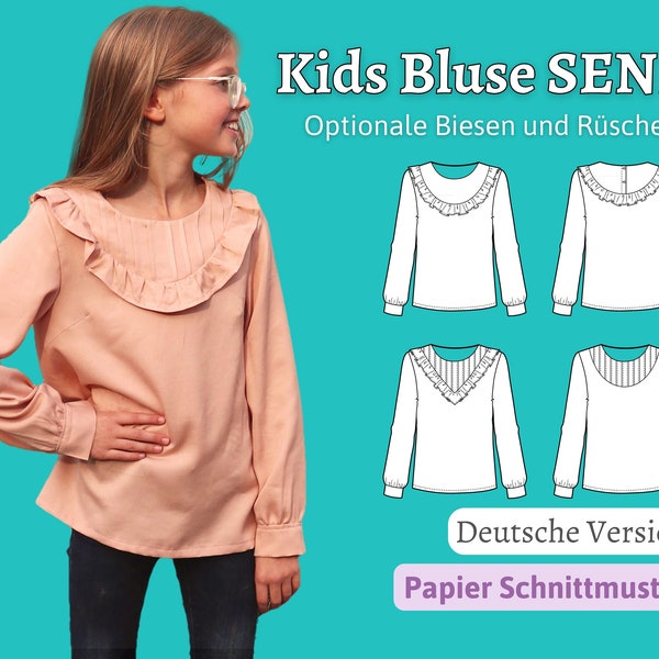 Schnittmuster Bluse für Kinder Bluse Schnittmuster Mädchen Bluse mit Rüschen Bluse Boho Schnittmuster mit Biesen Ebook pdf SENI | Gr. 92-164