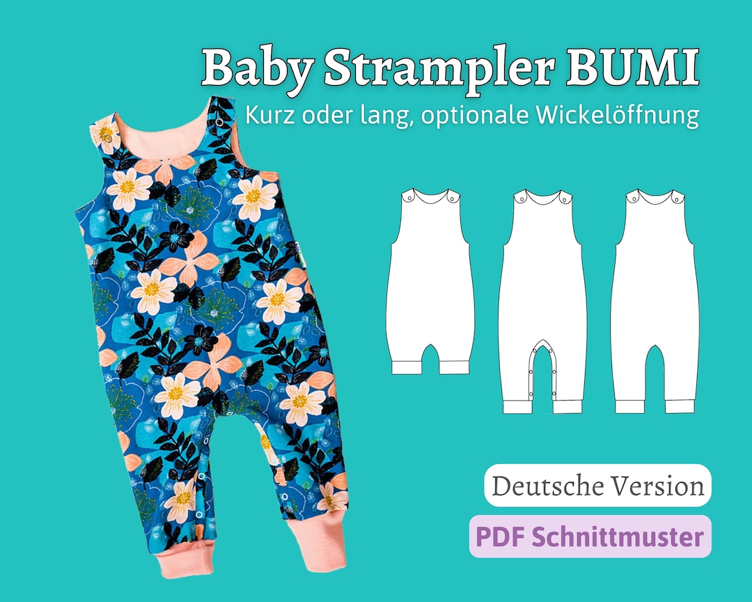 Easy Sewing Pattern Baby Romper Sewing Pattern Baby Dungarees Sewing