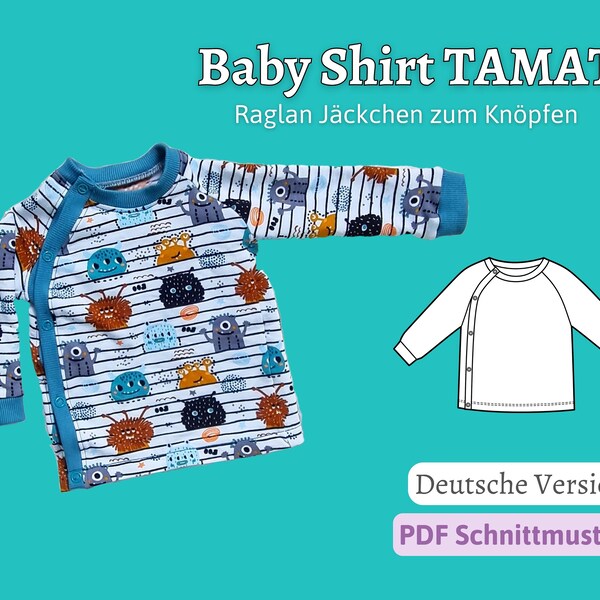 Schnittmuster Baby Jacke Schnittmuster Wickel Shirt Schnittmuster Babyshirt Nähanleitung Baby Ausstattung Schnittmuster TAMAT | Gr. 56-98