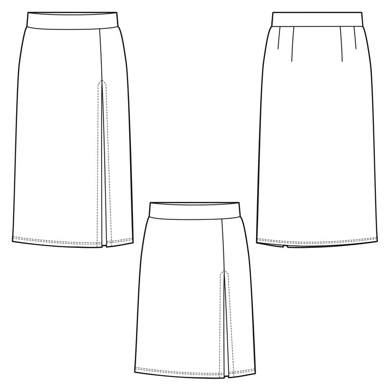 Sewing Pattern Pencil Skirt With Slit Sewing Skirt Sewing Pattern Women