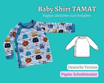 Schnittmuster Baby Jacke Schnittmuster Wickel Shirt Schnittmuster Babyshirt Nähanleitung Baby Ausstattung Schnittmuster TAMAT | Gr. 56-98