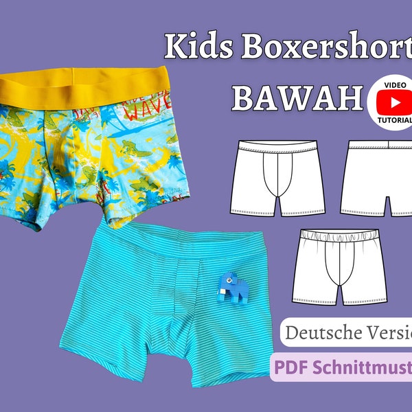 Schnittmuster Jungs Boxershorts Nähen Kinder Badehose Schnittmuster Unterhose Nähanleitung Weihnachtsgeschenk Nähen Jungen BAWAH|Gr.92-164