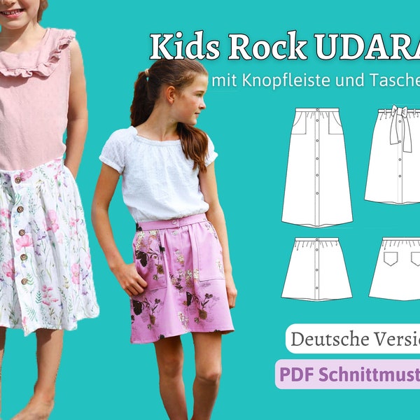 Sewing pattern children's skirt Sewing pattern maxi skirt Sewing pattern skirt with button placket Sewing pattern muslin skirt UDARA | size 92-164