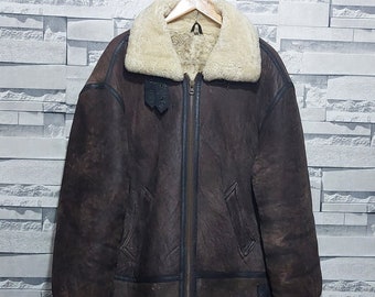 Vintage Shearling Jacket Leather Lambskin Coat Brown - Etsy