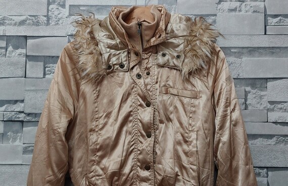 Vintage 90s Bomber Fur Hoodie Jacket Size: L/ Retro Bomber Lady 