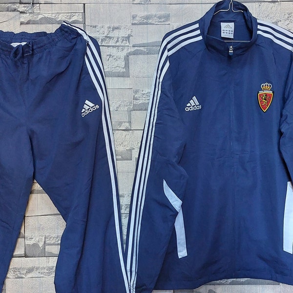 Vintage 90s REAL ZARAGOZA Adidas Soccer Training Tracksuit Size: L/ Retro Adidas Sport Tracksuit/ Antique Tracksuit/ Vintage Clothing men