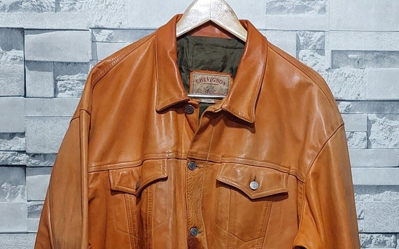 VTG 90s Chevignon Leather Silk Bomber jacket Size… - image 2