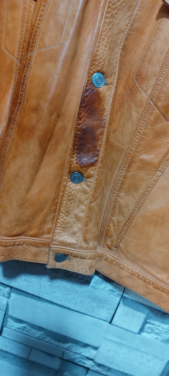VTG 90s Chevignon Leather Silk Bomber jacket Size… - image 3
