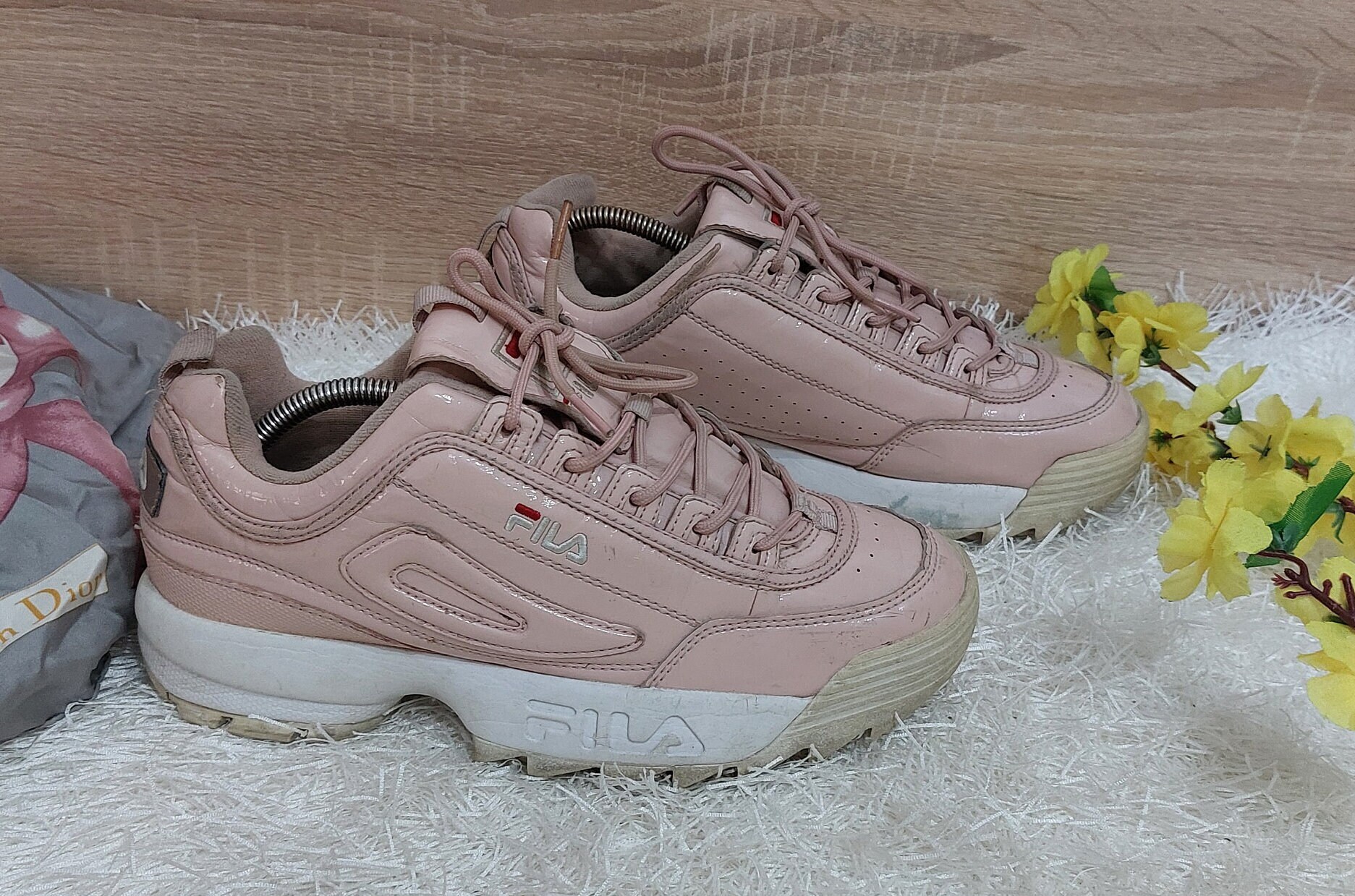 Fila pink flower shoes best sale