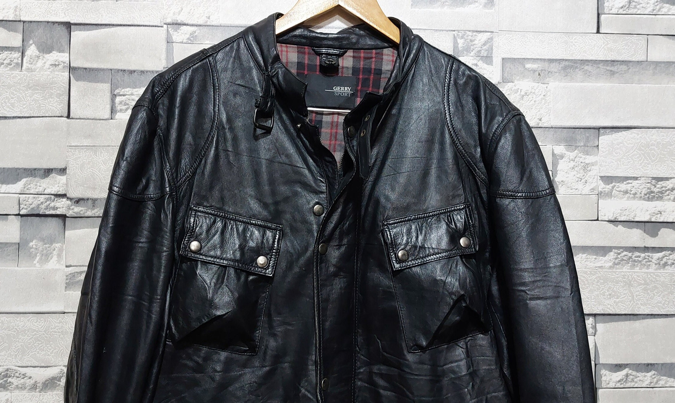 Vintage GERRY Riders Leather jacket Size 54 XL Antique Leather Motorcycle jacket Retro Authentic Sport Rider jacket Vintage Clothing men