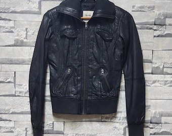 GAP ブラックレザー ライダースジャケット