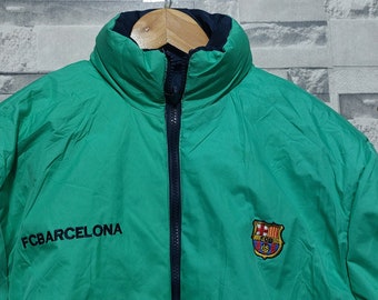 VTG 90s Barcelona Revirseble Hoodie jacket size: M/ Barca Sports Hoodie jacket/ Retro Barca Nike Jersey Soccer jacket/ Vintage Clothing men