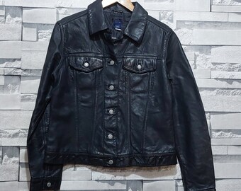 Vintage GAP Black Leather Jacket Men