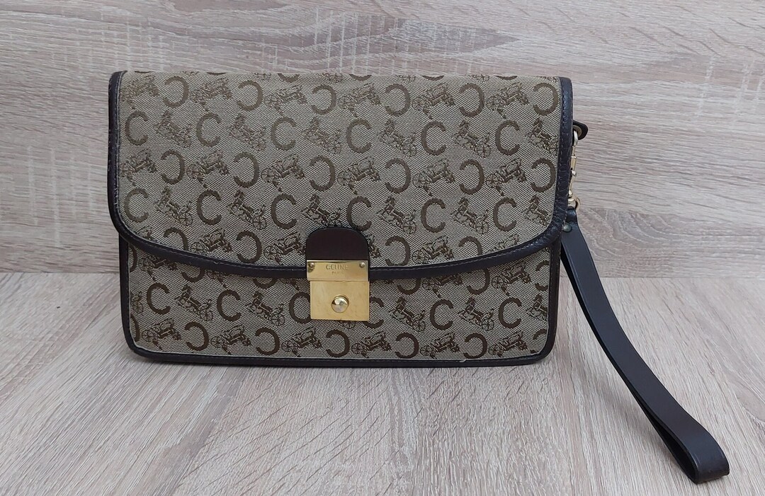 Vintage Celine Paris Bag 90's Luxury Hand Purse/ Antique Celine Front Logo/ Retro Celine