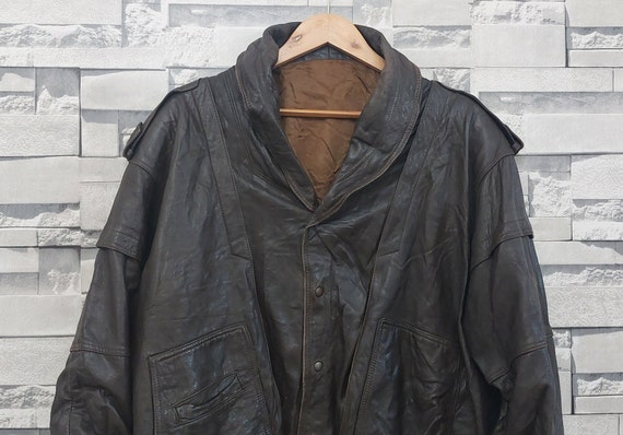 VTG 90s Z ERIMAR Leather Riders jacket Size: L/ A… - image 2