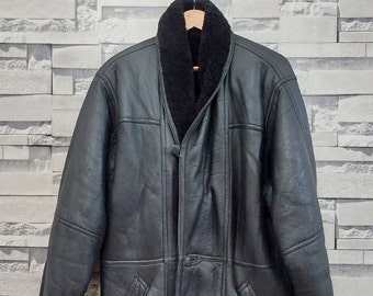 Vintage Shearling Jacket Leather Lambskin Coat Brown - Etsy