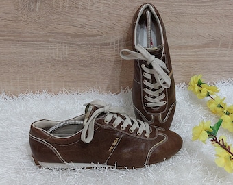 Luxury Prada Leather Shoes Size 7 5 41 Men EUR 42 Women 27 cm Antique Prada Shoes unisex Authentic Prada sneakers Retro Prada Shoe Etsy Nederland