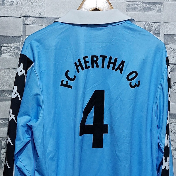 Vintage jaren '80 Kappa FC Hertha voetbal voetbalshirt maat: XL/ Antiek Sport Kappa Shirt/ Retro Kappa Jersey shirt/ Authentiek Sportpak