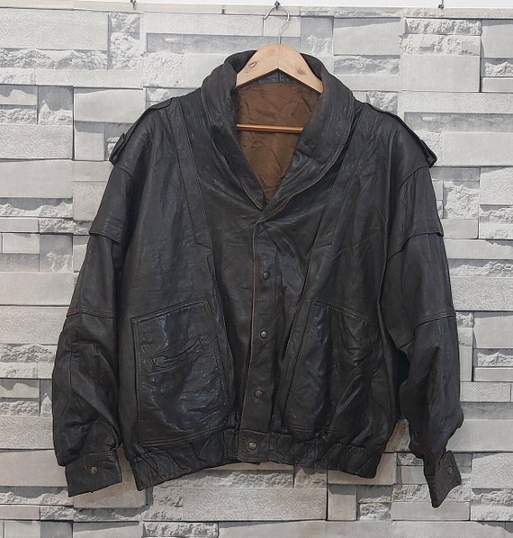 VTG 90s Z ERIMAR Leather Riders jacket Size: L/ A… - image 1