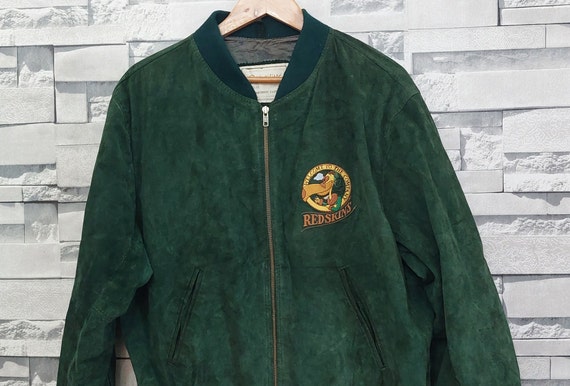 Vintage 90s Leather Bomber jacket Size: M/ Antiqu… - image 4