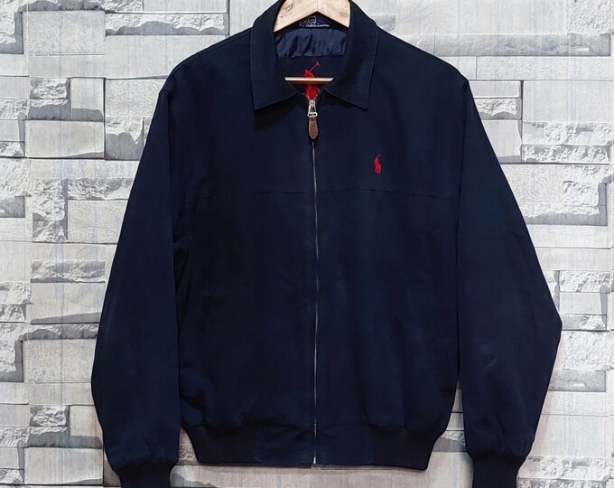 VTG 90s Polo Ralph Lauren Women’s Red Blue Striped Nautical Bomber Jacket Cotton Medium